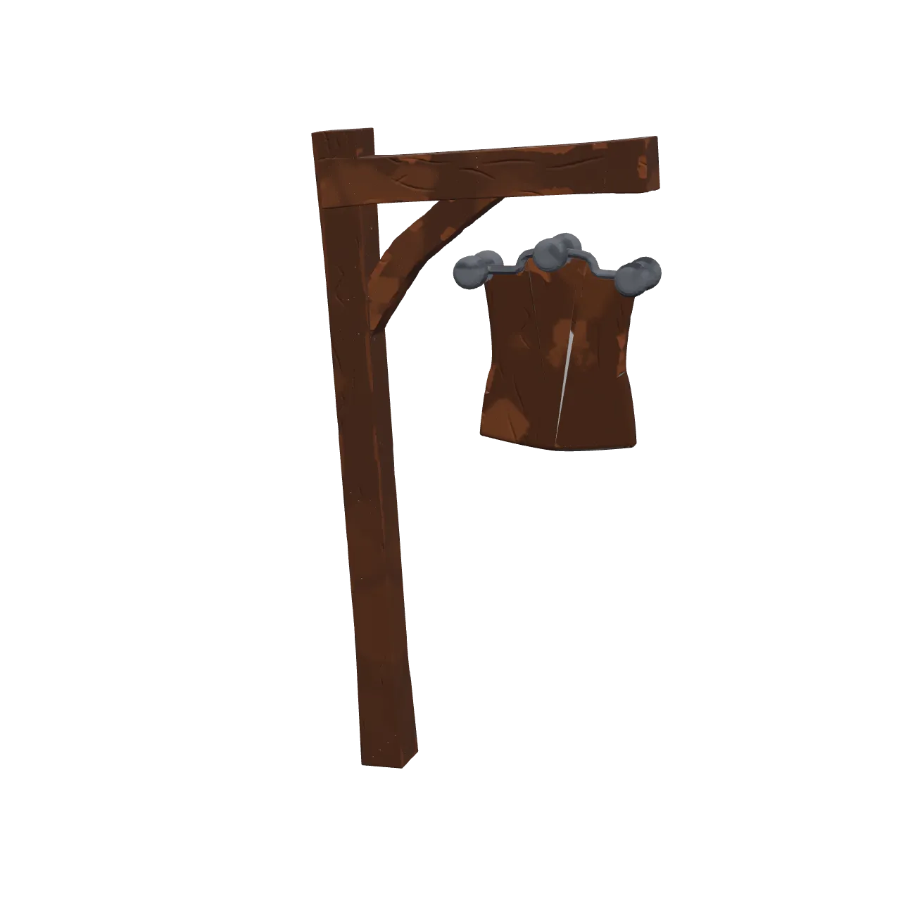 A stylized wooden hanging sign game asset, built and textured in Forge and ready to export as glTF.